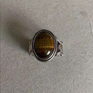 Silver ring with brown stone